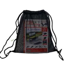 黑色网格棉布拼接束口袋 网格抽绳背包收纳袋 篮球袋