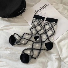 Korean-style student girl sweet pure desire girl rhombic glass fiber cotton socks trendy transparent thin crystal factory wholesale