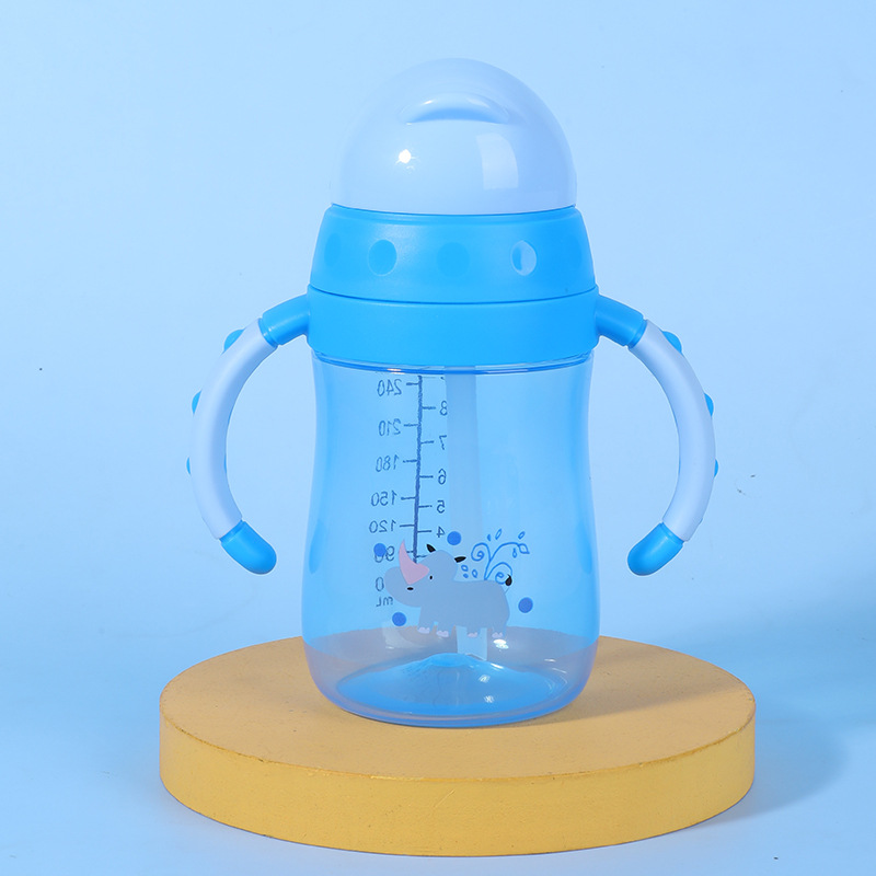 Taza de agua con tapa deslizante en caja inglesa con mango 270ml taza de paja de agua potable a prueba de goteo