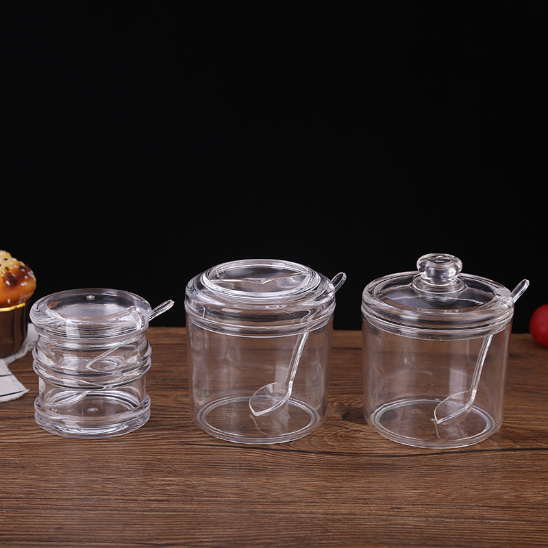 Factory wholesale acrylic transparent seasoning jars kitchenware spice jars 8007 8008 sugar bowls