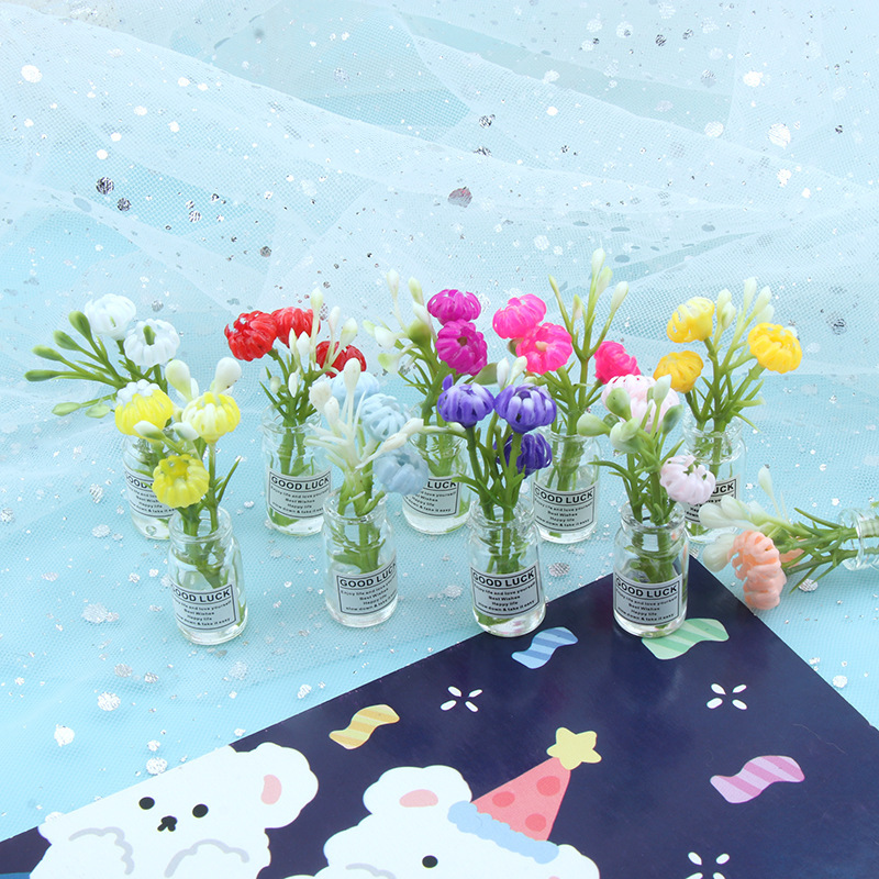 Creative and Fresh Small Vase Ins Style Artificial Baby's Breath DIY Desktop Ornaments Night Light Car Pendant Wholesale