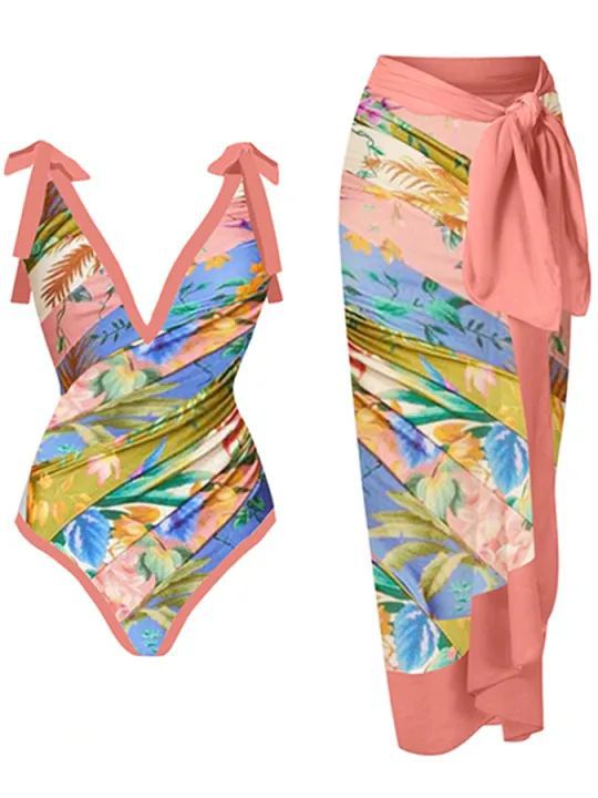 2023 nouveau Sexy une pièce conservatrice couvrant le ventre mince maillots de bain printemps chaud maillots de bain femmes en mousseline de soie jupe de plage_voghion.com