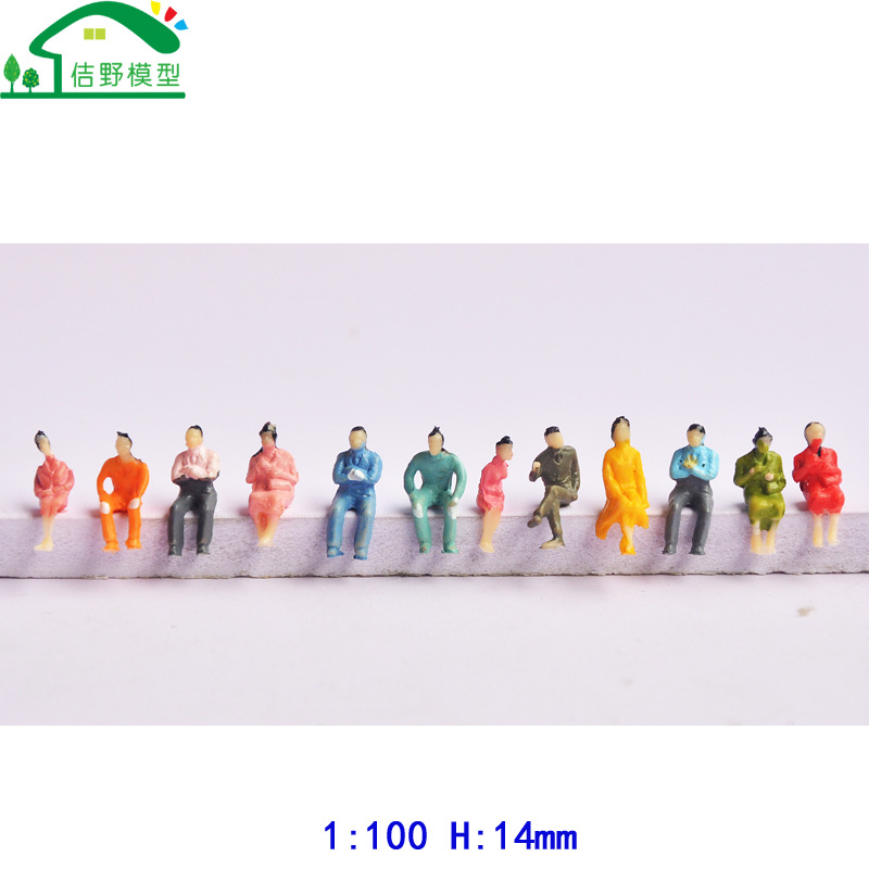 Mini figura modelo de plástico colorido muñeca sentado figura edificio arena Mesa escena decoración material 1/87/100