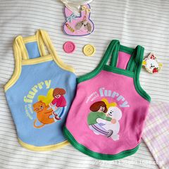 ペット夏薄い犬猫服小型犬猫プリントかわいい快適な春と夏の小さなサスペンダースカート