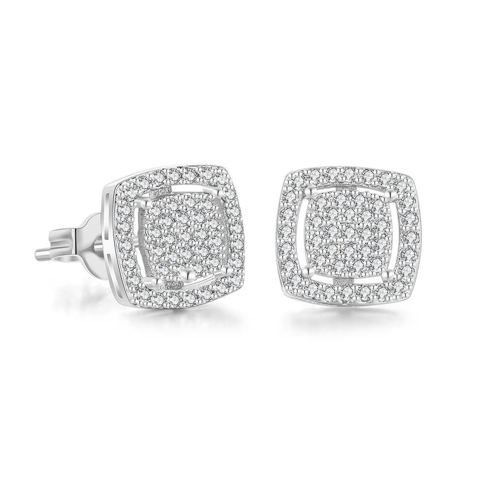 Plating, Inlay Design 1 Pair Hip-hop Retro Geometric Square Plating Inlay Copper Zircon Ear Studs