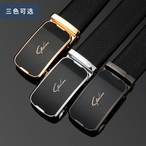 High-end men's leather automatic buckle belt gift casual head layer cowhide pants belt
