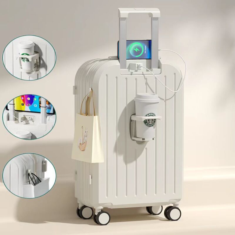 Luggage Suitcase 20inch Multi-Functional Travel Suitcase with Cup Holder for Women 24inch Student Password-Protected Suitcase with Universal Wheels and Custom Design