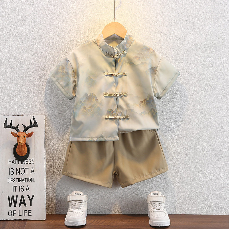 Children's Hanfu Summer Set 2024 New Arrival Ancient Style Tang Suit for Boys, Chinese Traditional Costume, Light Weight, Modern Chinese Style