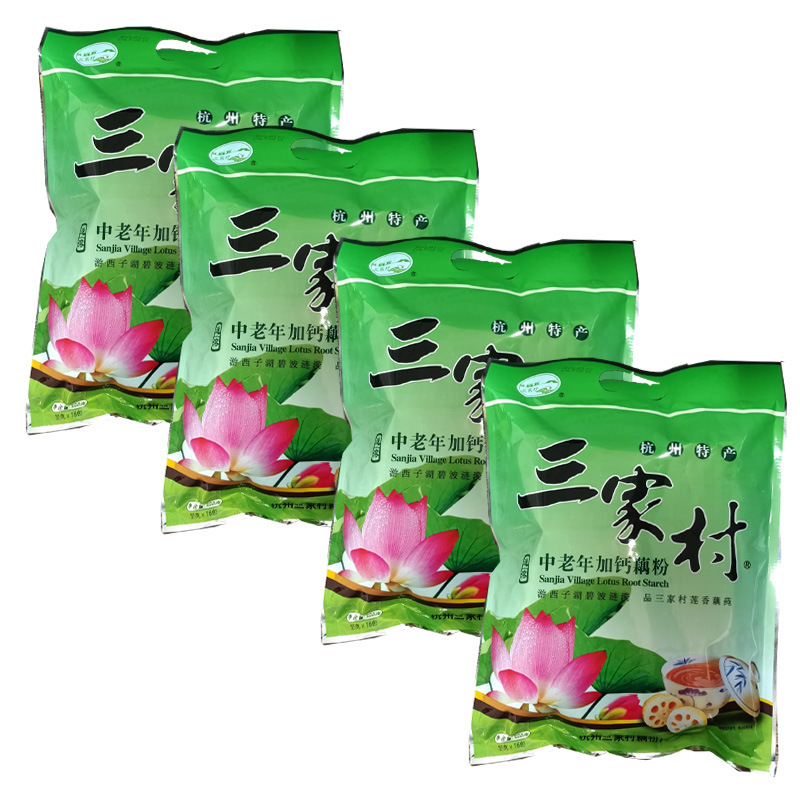 杭州产三家村藕粉羹营养桂花莲子真西湖藕粉早餐小袋装400g|undefined