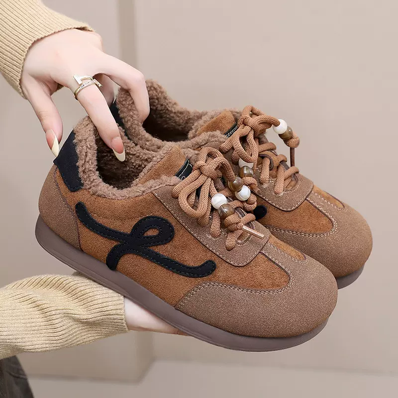 2025新款秋冬季女士跨境鞋子加绒防滑雪地靴德训鞋休闲运动棉鞋女