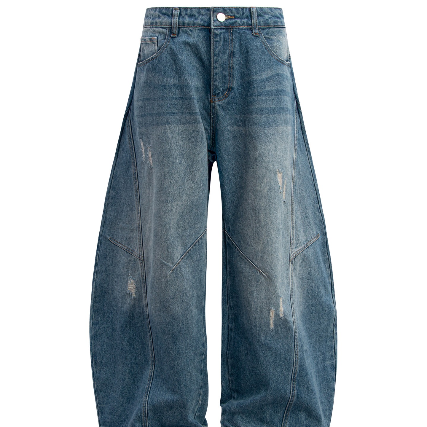 Vaqueros de cimitarra de perfil antiguo de lavado retro americano para hombres y mujeres, pantalones largos casuales de trapeador de plátano suelto de marca de moda