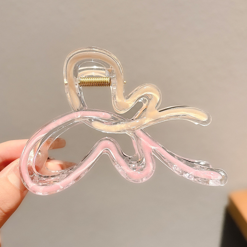 女性の髪のための夏のグラデーションバタフライクリップ、後頭部のためのカラフルなヘアクリップ、大きなサメクリップ、ヘアクリップ|undefined