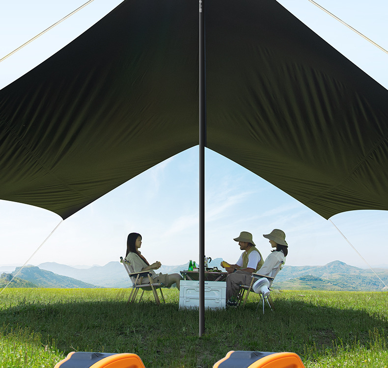 Beishan Wolf Titanium Black Octagonal Canopy Tent Outdoor Camping Picnic Camping Equipment Hevelation Full Set of Rainproof and Sunscreen
