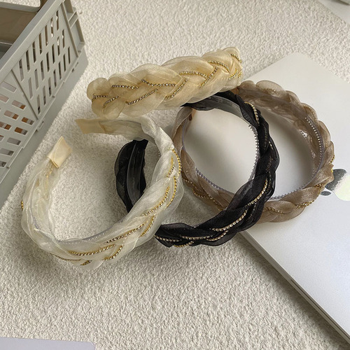 Hair clip accessories hair lace net yarn hair hoop chain twist organza high diamond skull head hoop Hair clip accessories accessories wholesale