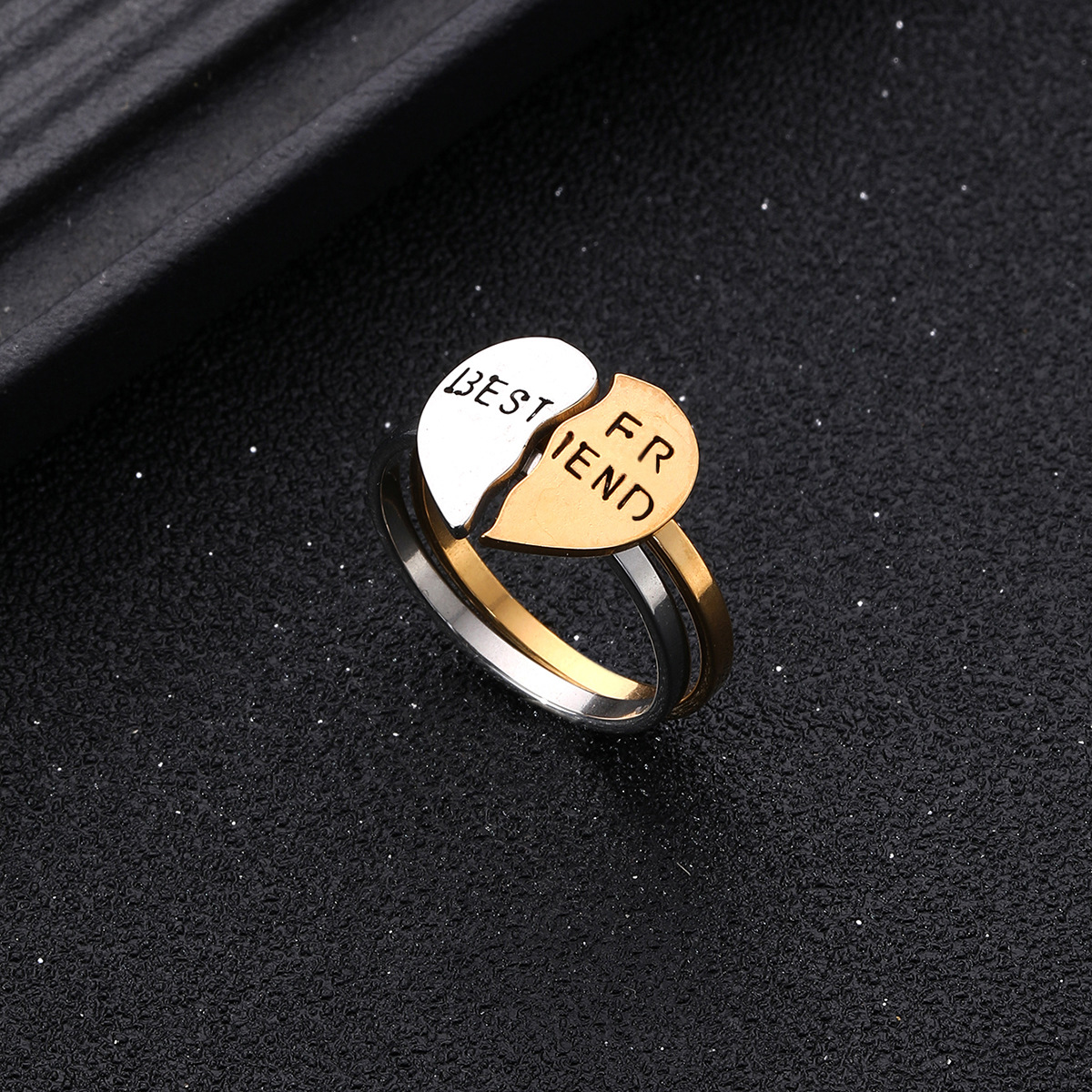 Holiday, Daily Occasion Sweet Letter Heart Shape 304 Stainless Steel Couple Rings