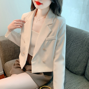 Real shot shipped 2023 new Chanel style double-breasted versatile slimming short suit jacket elegant suit