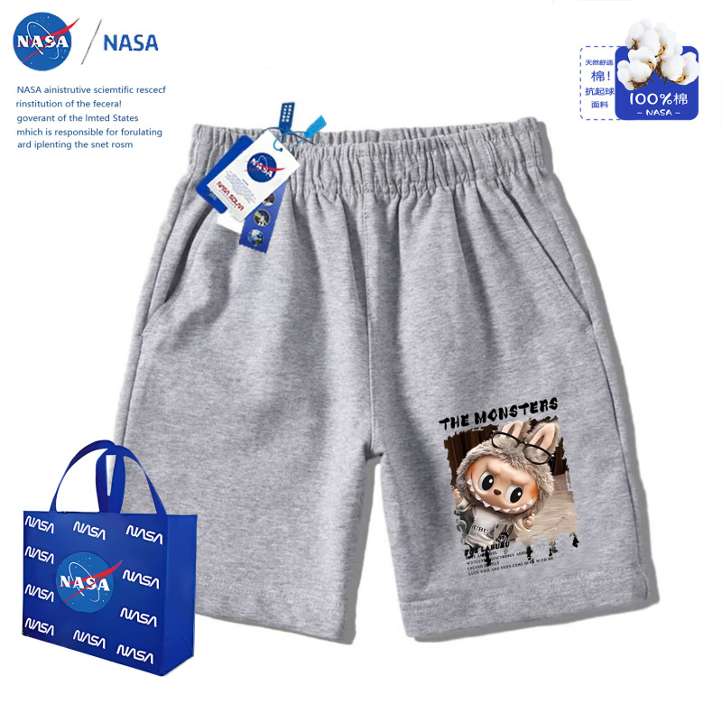 NASA爆火2025电动车拉布布外穿直筒短裤中大童五分裤子休闲短裤|undefined