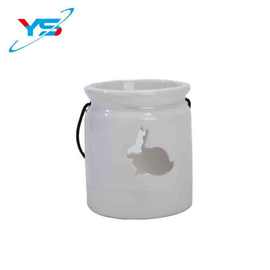 复活节兔子摆件 陶瓷精油香薰炉底座镂空工艺品摆件 蜡烛小夜灯