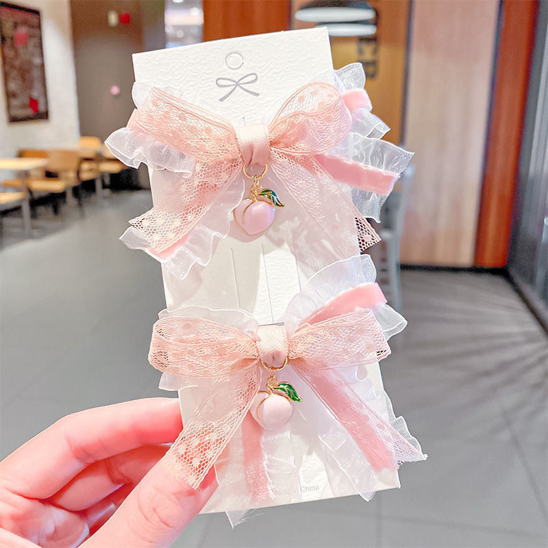 Niños encaje arco clip para el cabello niñas lindas dulces clip para el cabello princesa clip para el cabello mayorista