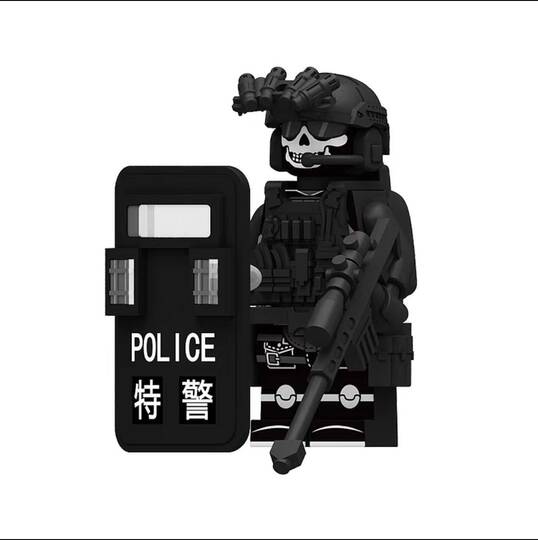 A full set of compatible Lego bricks, black panther special police special soldier, cheap and above children's educational assembling toys