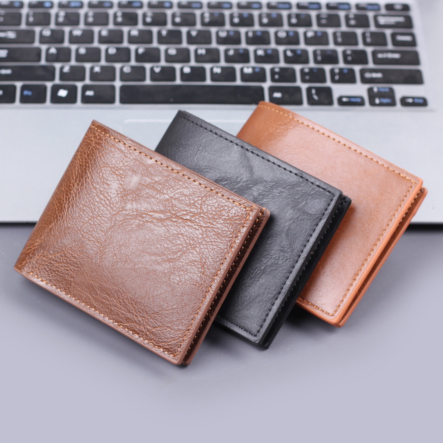 Cartera horizontal de hombre, cartera corta de hombre, cartera retro sin logotipo, fábrica de venta en caliente transfronteriza