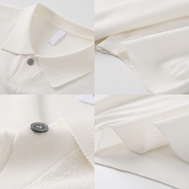 Polo camiseta de punto camiseta de manga corta hombre botón de solapa viejo dinero estilo delgado negocio hielo camiseta fábrica transfronteriza al por mayor
