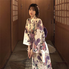 神少女改良和風着物レトロドレス約写真スタジオ撮影テーマ写真服ロングパープル