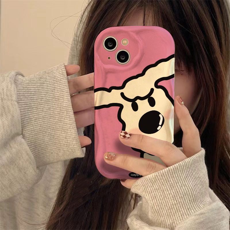 粉底皱眉小狗适用苹果15PROMAX手机壳iPhone14个性13趣味12软壳11|undefined