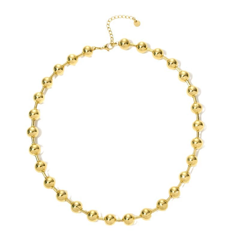 Fashionable universal necklace from pearl stainless steel, accessory, European style, simple and elegant design