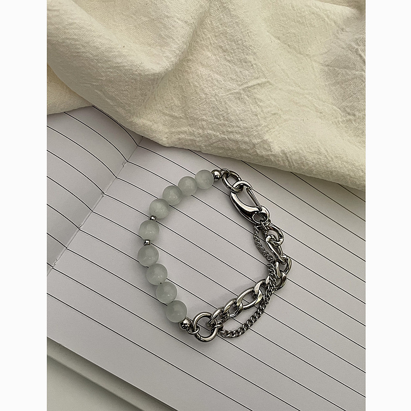 Cat's Eye Titanium Steel Color-free Crystal Bracelet Women's ins Niche Light Luxury High-end Accessories Double-layer Stitching Bracelet