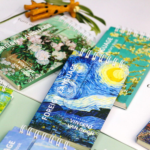 Van Gogh Monet Portable English Vocabulary Book Pocket Back English Ring Buckle Loose-leaf Cover