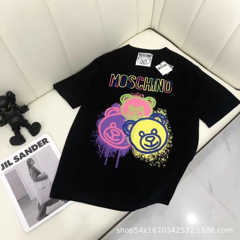 Moschino Moschino 2023 Early Autumn Inverted Character Family Style Big Bear Cartoon Short-Sleeved T-Shirt Men's Style