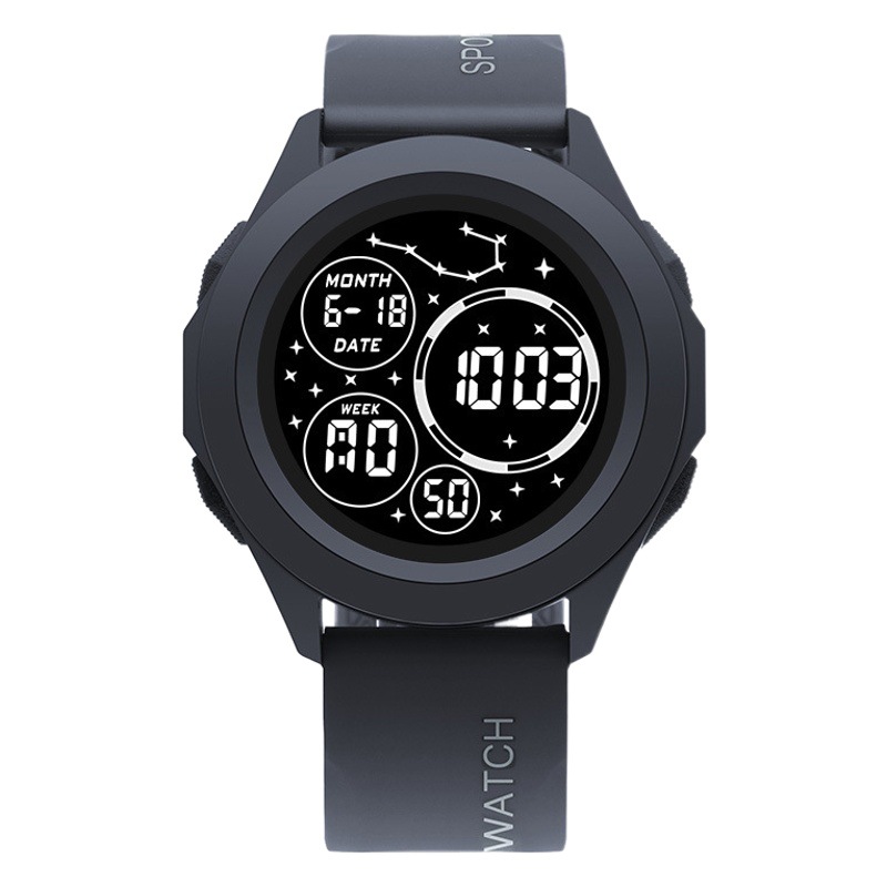 Reloj Digital Multifuncional para Hombre de ABS y Correa de PU, Luminoso, Alarma, Calendario, Impermeable 10m, para Deportes
