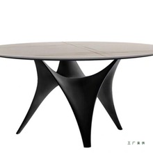现代简约圆桌 时尚餐桌 餐厅休闲餐台 客厅样板房玻璃桌子洽谈桌