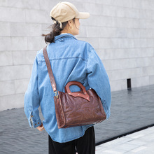 新款植鞣女包手提斜挎大方包森系学院文艺复古青年风范时尚潮真皮