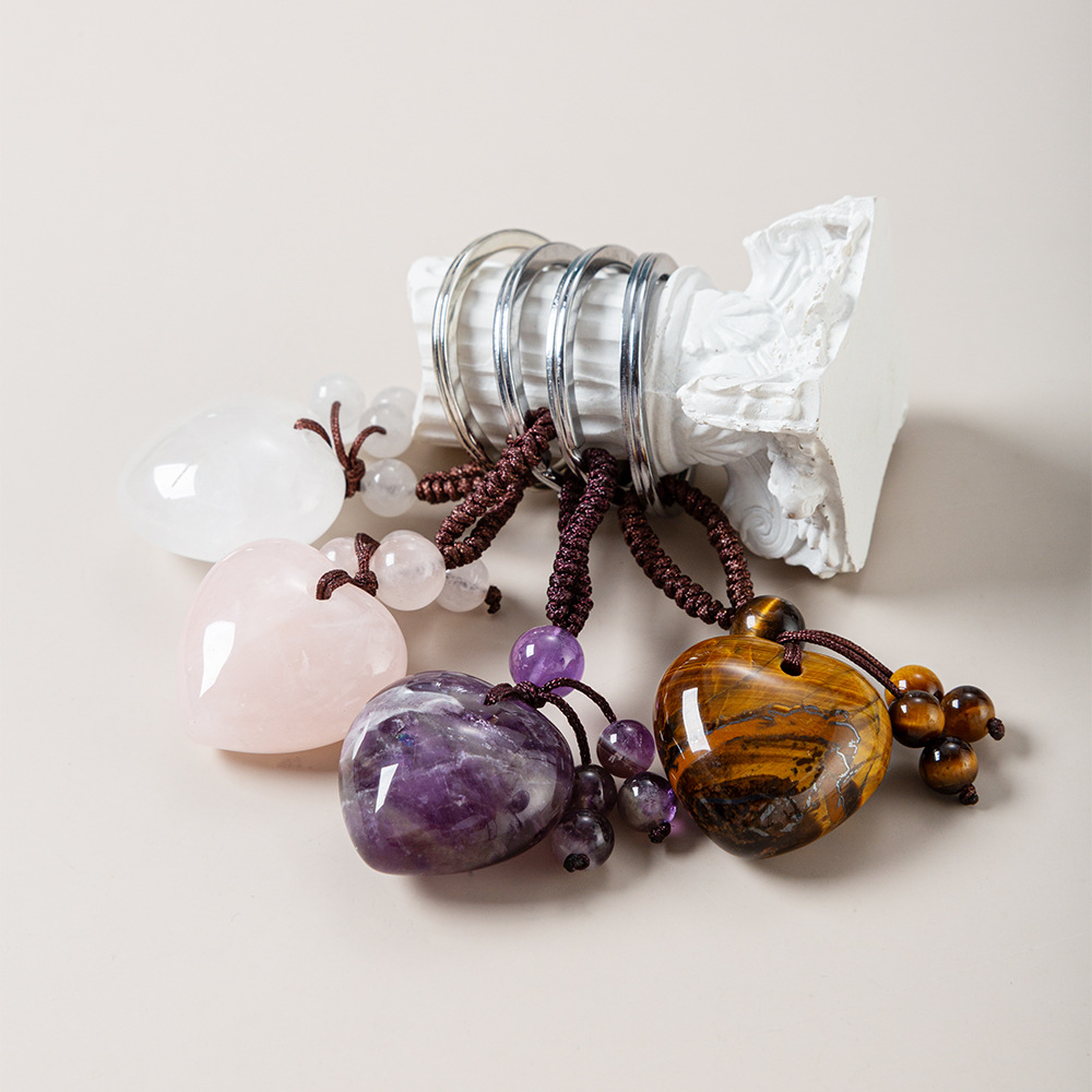 21g Weight Keychain Classification 1 Piece Quantity Holiday, Daily Occasion Crystal, Agate Material Heart Shape Pattern Unisex Gender Simple Style Style Simple Style Heart Shape Crystal Agate Unisex Keychain 7