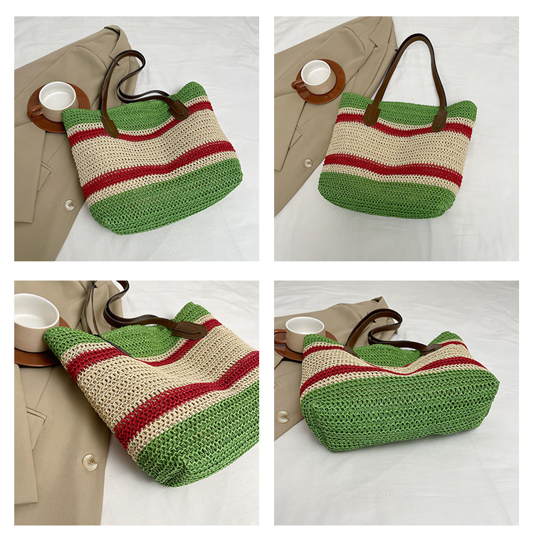 Wholesale of new straw woven bags for Spring 2025, large-capacity cross-border trendy and fashionable tote bags, casual commuting underarm bags undefined