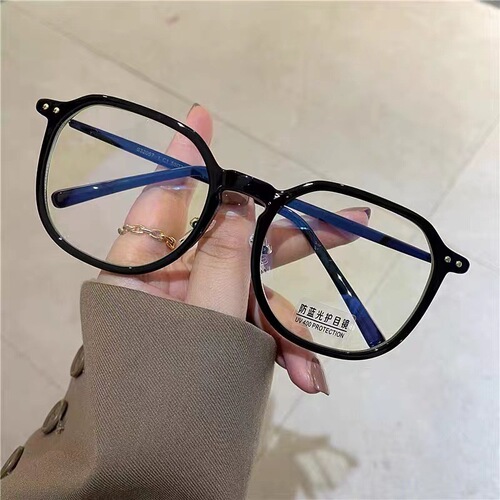 Black Frame Glasses for Women - Anti-Blue Light, Plain, Bare Face, Finished, Myopia Compatible with Prescription