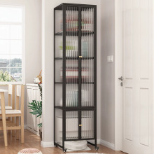 现代长虹玻璃餐边柜扫地机器柜一体可移动客厅靠墙酒柜收纳储物柜