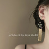 Retro metal fashionable small design earrings, Chinese style, light luxury style