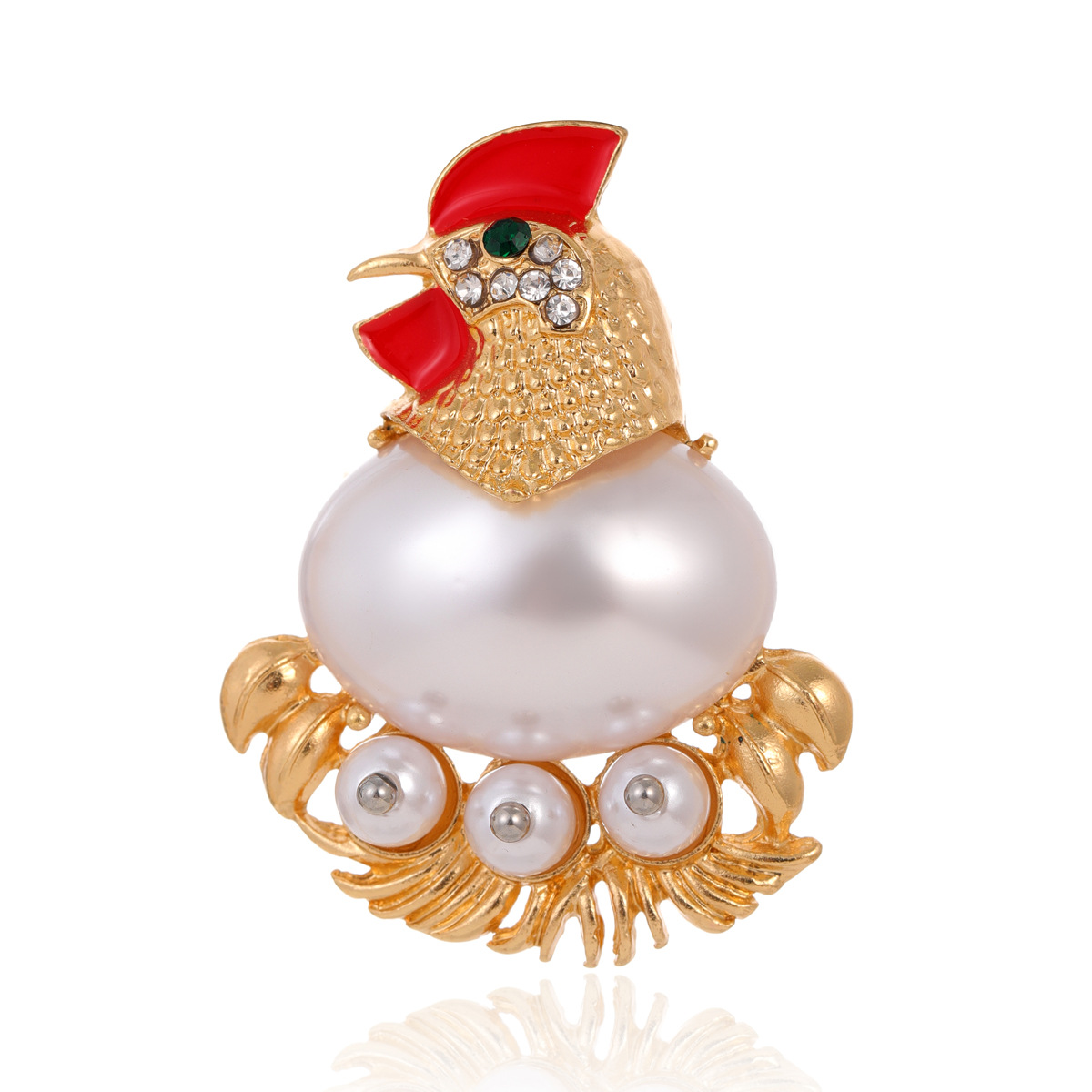 European and American creative personality Pearl cock brooch retro fashion pin women's clothing corsage pin wholesale delivery