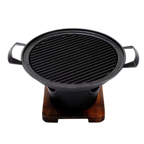 Household mini barbecue grill for one person Korean style outdoor portable alcohol heating stove flat bottom frying pan round baking pan