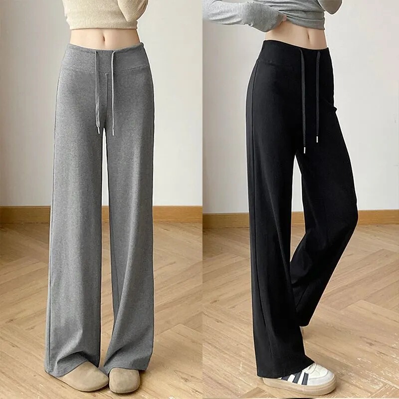 Women's Casual Pants Spring and Autumn 2025 High-Waisted Slimming Summer New Drapey Loose Wide-Leg Straight Sports Sweatpants Women's Casual Pants Spring and Autumn 2025 High-Waisted Slimming Summer New Drapey Loose Wide-Leg Straight Sports Sweatpants