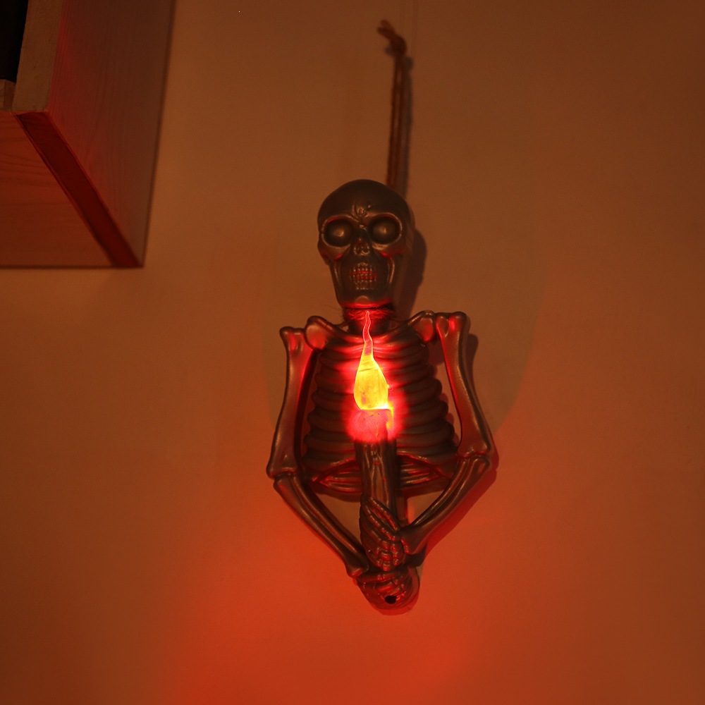 Nuevo Halloween decoración lámpara esqueleto atmósfera horrendo decoración props LED vela de mano lámpara esqueleto lámpara colgante