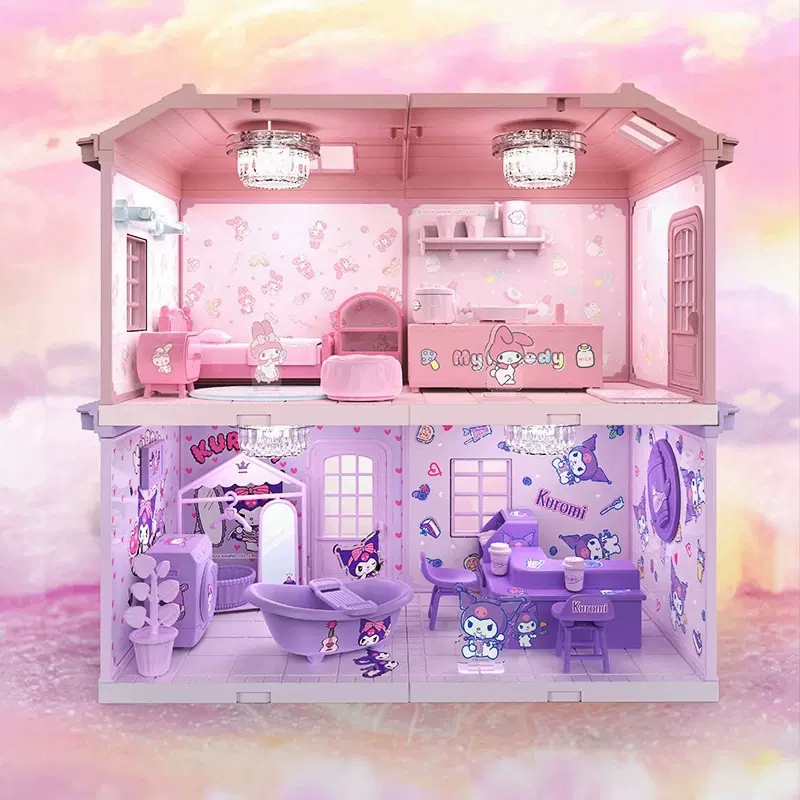 三丽鸥积木玩具库洛米美乐蒂DIY迷你场景积木益智小女孩礼物新款