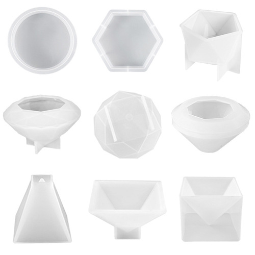 30 types of glue molds, geometric three-dimensional pyramids, diamond hexagons, resin ornaments, handmade candle silicone molds