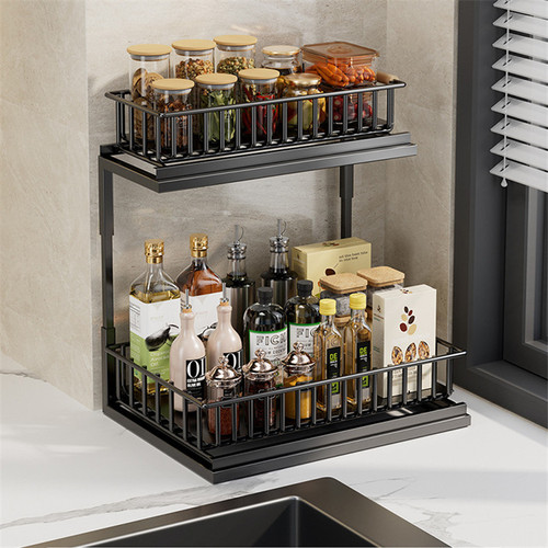 Cross-border kitchen multi-functional spice rack pull-out drawer storage shelf Amazon sink cabinet shelf