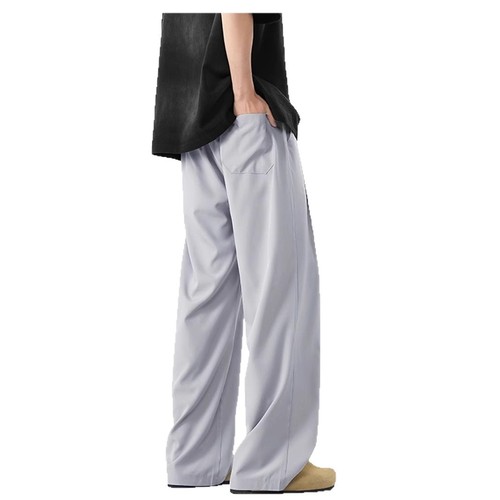 Men's Deep Gray High-End Style Pants 2025 Summer New Japanese Youth Flared Suit Wide Leg Casual Trousers