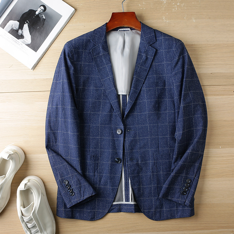 2023 Spring New Withdrawal Suit Jacket Men's Slim Fit Plaid Trendy Men's Small Suit Casual Single West 1D018