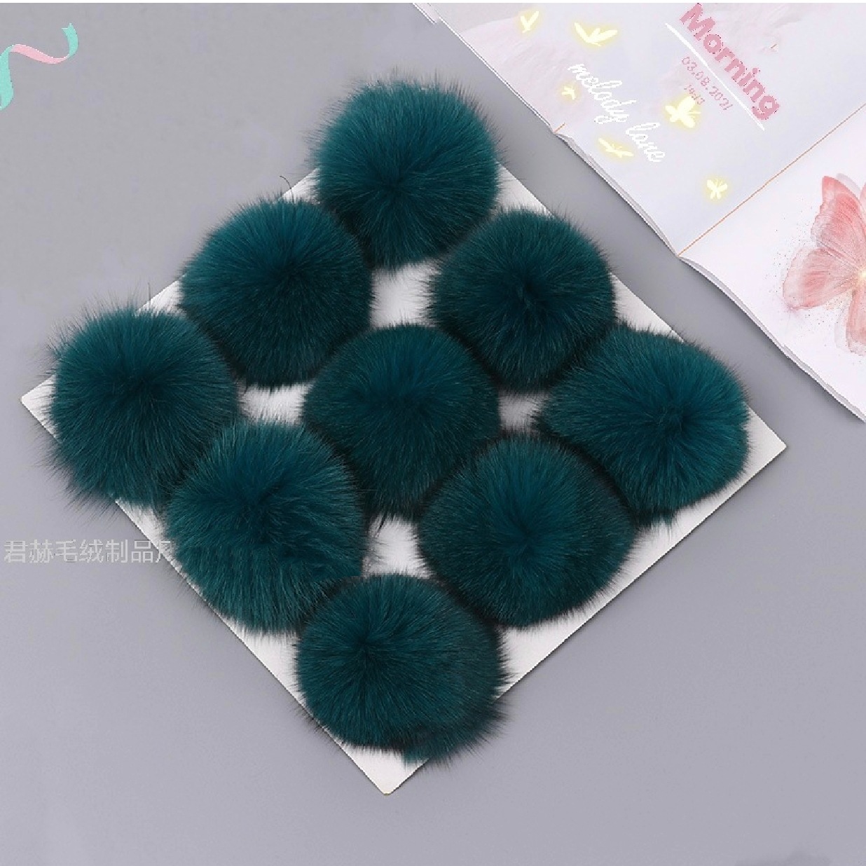 En stock 8-9cm de piel de zorro real Bola de piel accesorios de Ropa Accesorios de bricolaje bola de peluche colgante de la joyería